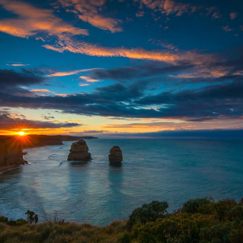 blue ocean water during sunset