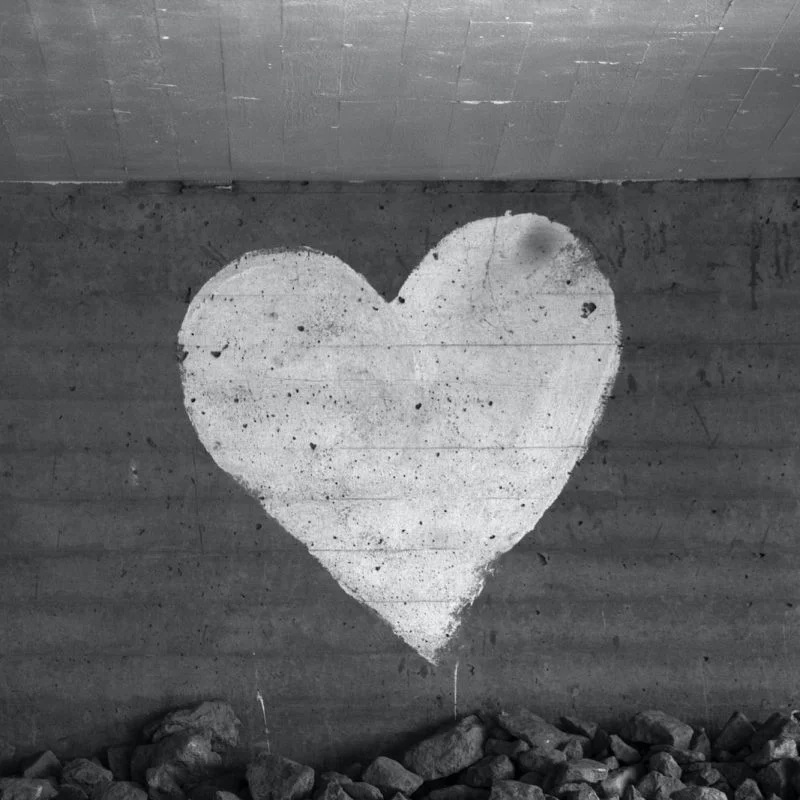 heart shaped concrete wall with heart shaped shadow